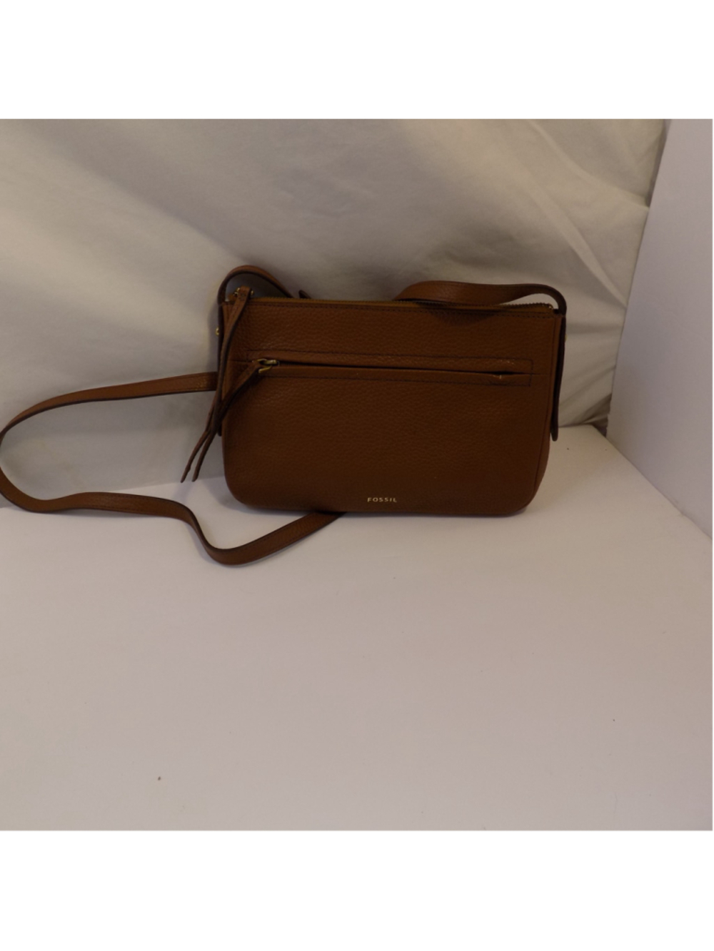 Women's Brown leather Fossil Gemma small pebbled crossbody bag